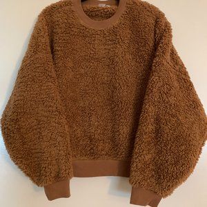 GAP Teddy crew neck sweater, brown, size large